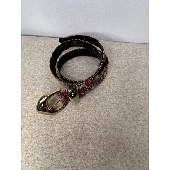 VTG Y2k Elite Freso Belt Leather Multicolor Brass Buckle Waist Women Size Medium - Picture 1 of 11
